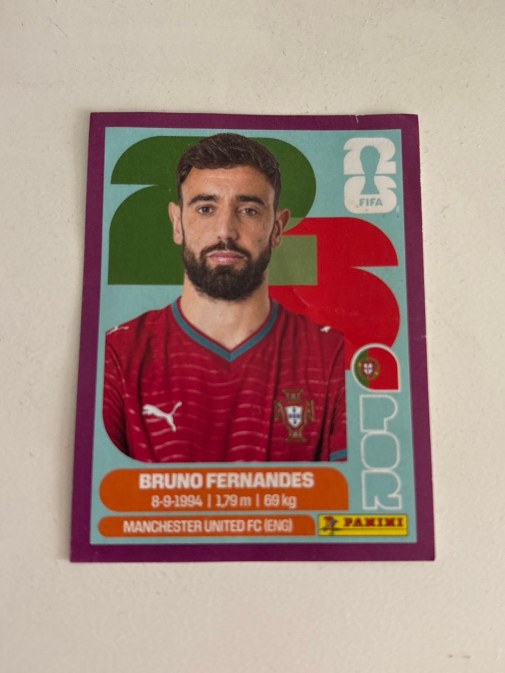 Panini Rare Purple Bruno Fernandes FIFA World Cup Collectible Sticker